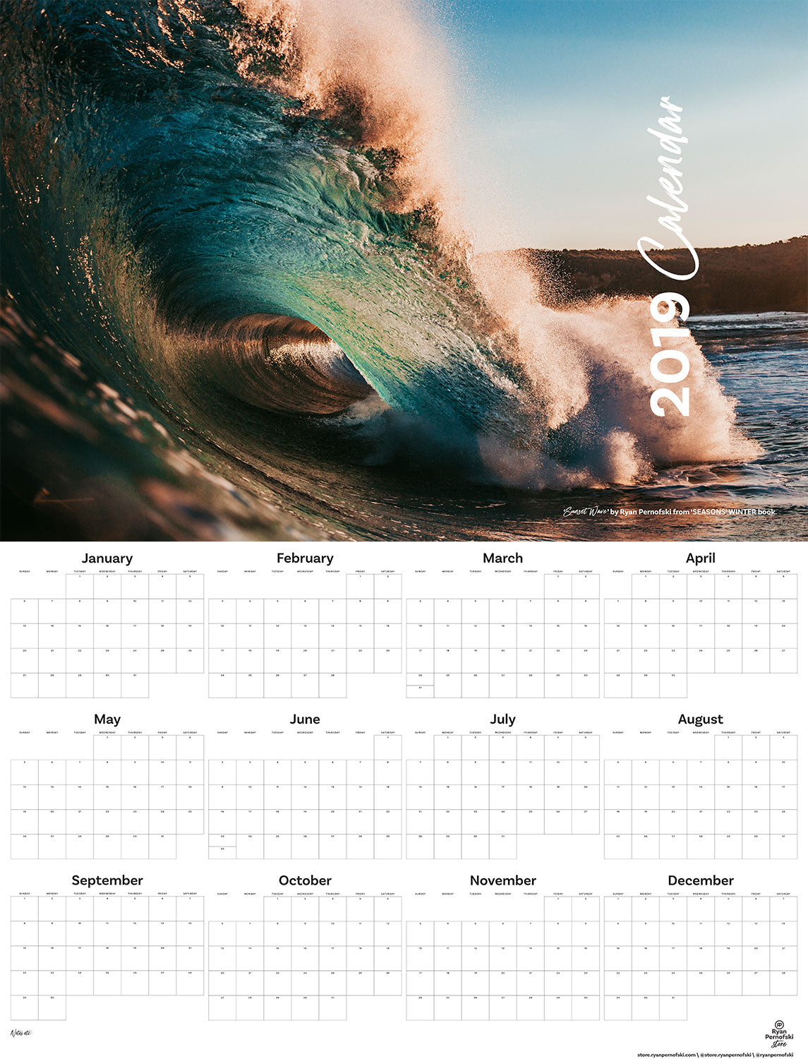 2019 XXL Wall Calendar by Ryan Pernofski